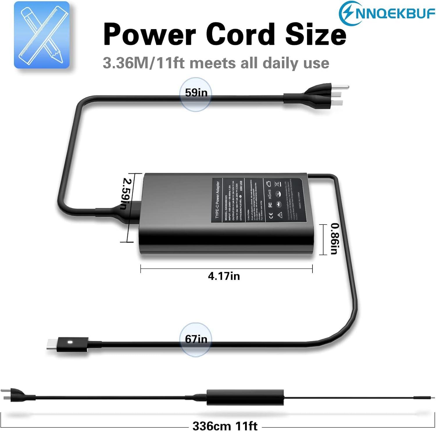image65W USB C Laptop Charger Compatible with Dell Latitude 5430 5520 5320 5330 5420 5520 5421 7420 7490 7400Chromebook 3100 3300 3380 3400 3500 5190 5300SM65CL01