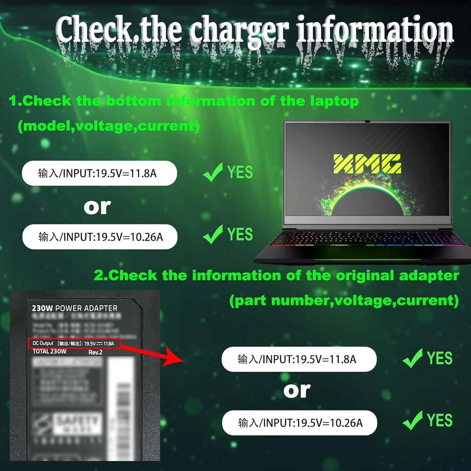 imageReplacement for 230W Razer Blade 14 15 ChargerRC300248 RZ090328 RZ090369 Razer Blade Pro 17 4K Laptop Gaming Charger RTX2070 GTX1060 GTX1070 RTX2080 195V 118A Laptop AC Adapter