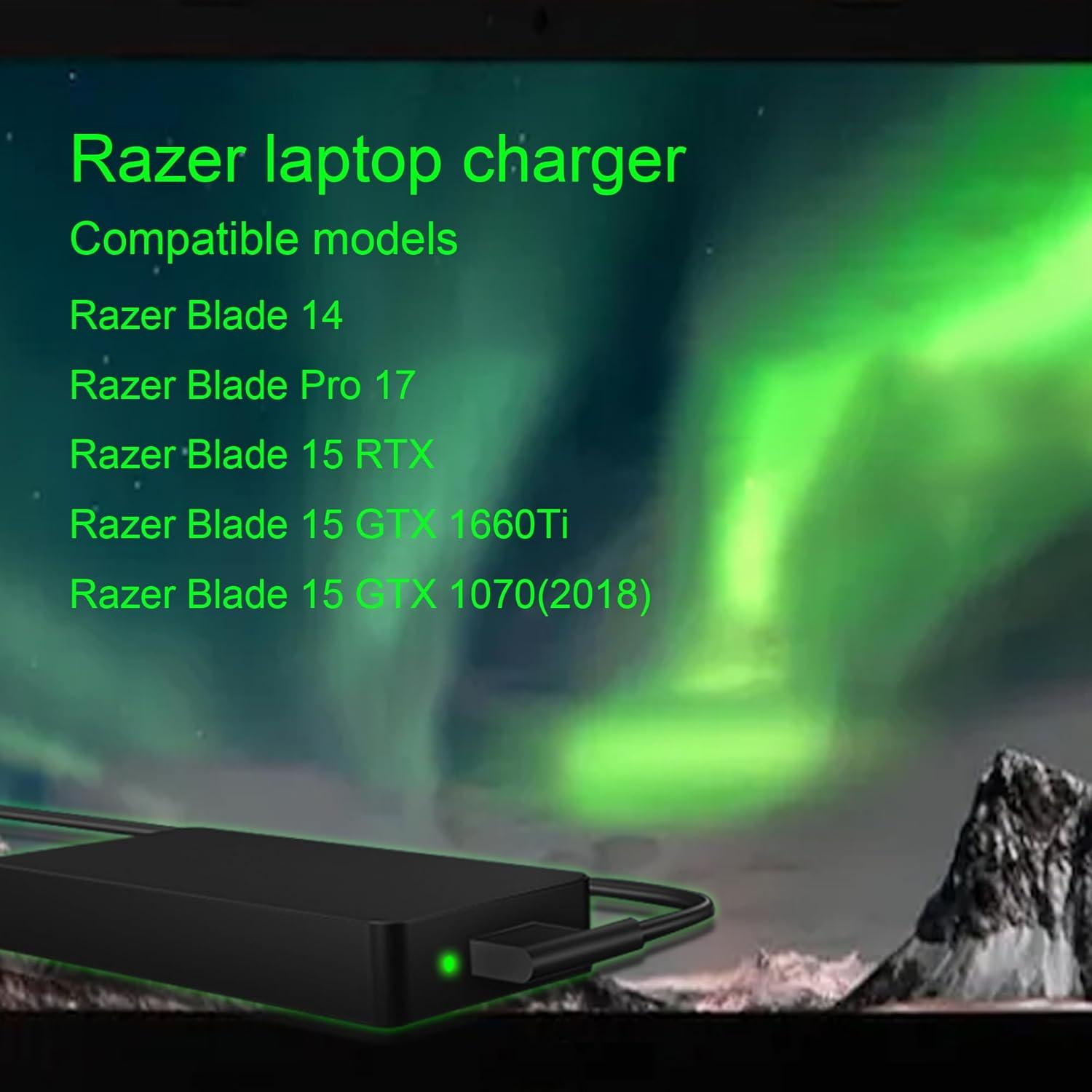 imageReplacement for 230W Razer Blade 14 15 ChargerRC300248 RZ090328 RZ090369 Razer Blade Pro 17 4K Laptop Gaming Charger RTX2070 GTX1060 GTX1070 RTX2080 195V 118A Laptop AC Adapter