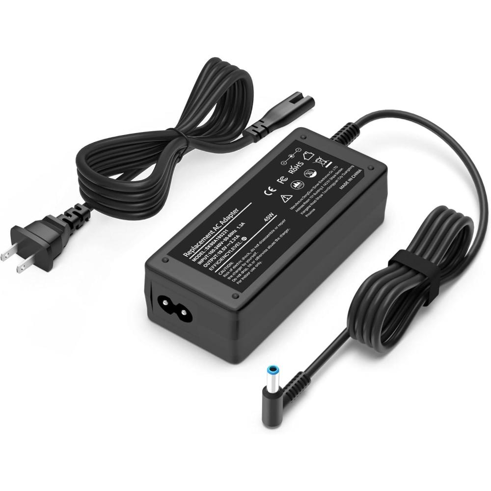 image45W 195V 231A Laptop Charger Blue tip Compatible with HP Pavilion x360 11 13 15 Series Notebook Stream 14 13 11 Envy Pavilion Touchsmart 45mm x 30mm