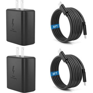 image2025 New 45W Super Fast Charger Type C USB C Android Charger with C to C 6FT Long Cable 2Pack Compatible with Samsung Galaxy S25S25S25 UltraS24S24S24 UltraS23S23S23 UltraS22S21